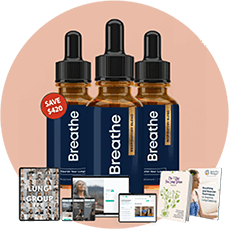 Three bottles of Breathe lung support drops — 3-bottle package